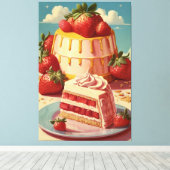 Retro futuristische aardbeientaart Canvas Print (Insitu (Houten vloer))