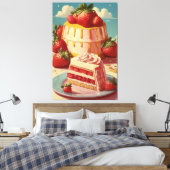 Retro futuristische aardbeientaart Canvas Print (Insitu (Slaapkamer))