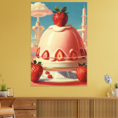 Retro futuristische aardbeientaart Canvas Print (Insitu (Woonkamer))