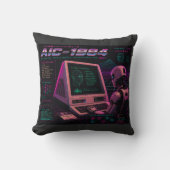 Retro Futuristische AI Robot Computer Vaporwave Ne Kussen (Voorkant)