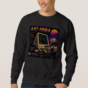 Retro Futuristische AI Robot Computer Vaporwave Ne Trui