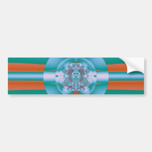 Retro Futuristische Aqua Koraal Abstracte Kunst Bumpersticker