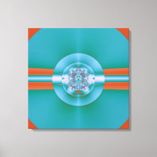 Retro Futuristische Aqua Koraal Abstracte Kunst Canvas Afdruk