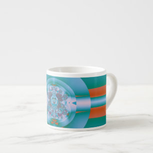 Retro Futuristische Aqua Koraal Abstracte Kunst Espresso Kop