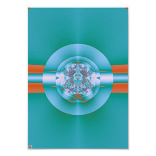 Retro Futuristische Aqua Koraal Abstracte Kunst Foto Afdruk