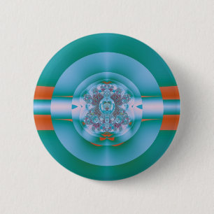 Retro Futuristische Aqua Koraal Abstracte Kunst Ronde Button 5,7 Cm