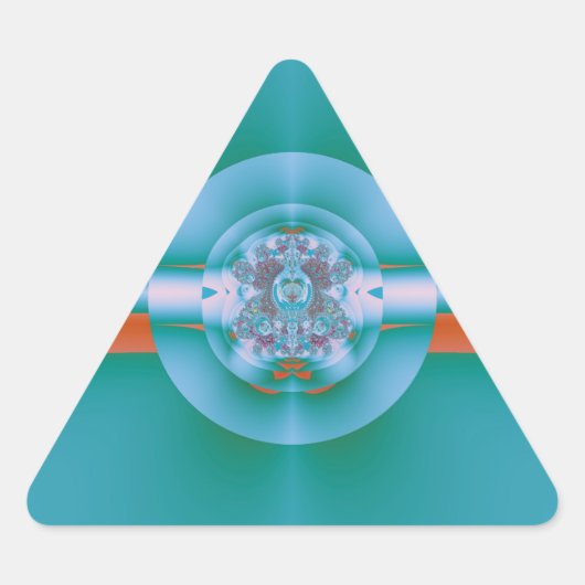 Retro Futuristische Aqua Koraal Abstracte Kunst Sticker (Voorkant)