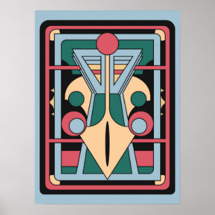 Retro Futuristische Art Deco Geometrische Pauw Poster