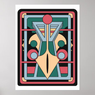 Retro Futuristische Art Deco Geometrische Pauw Poster