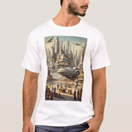 Retro-futuristische bruisende ruimtehaven Sci-Fi T-shirt