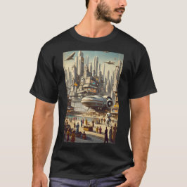 Retro-futuristische bruisende ruimtehaven Sci-Fi T-shirt