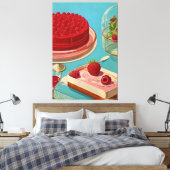 Retro futuristische cake Stretched Canvas Print (Insitu (Slaapkamer))