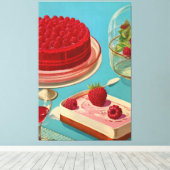 Retro futuristische cake Stretched Canvas Print (Insitu (Houten vloer))