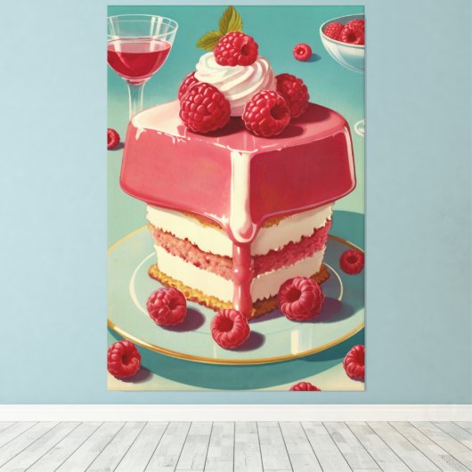 Retro futuristische cake Stretched Canvas Print (Insitu (Houten vloer))