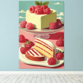 Retro futuristische cake Stretched Canvas Print (Insitu (Houten vloer))