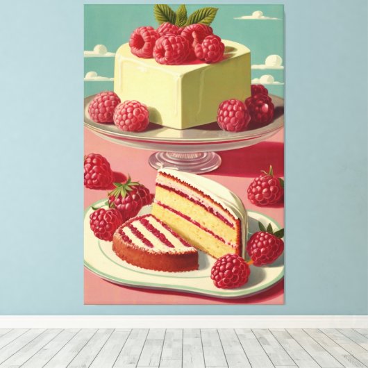Retro futuristische cake Stretched Canvas Print (Insitu (Houten vloer))
