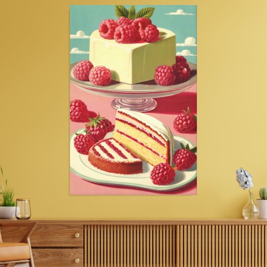 Retro futuristische cake Stretched Canvas Print (Insitu (Woonkamer))