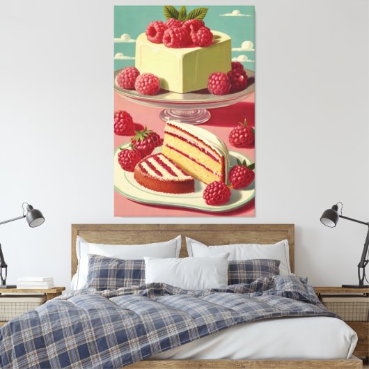 Retro futuristische cake Stretched Canvas Print (Insitu (Slaapkamer))