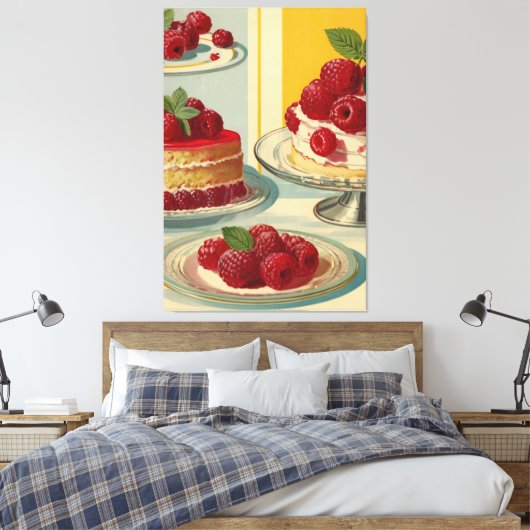 Retro futuristische cake Stretched Canvas Print (Insitu (Slaapkamer))
