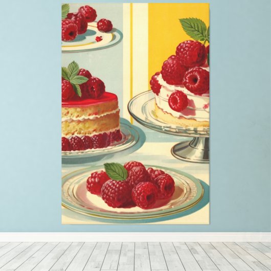 Retro futuristische cake Stretched Canvas Print (Insitu (Houten vloer))