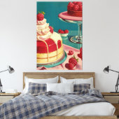 Retro futuristische cake Stretched Canvas Print (Insitu (Slaapkamer))