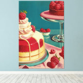 Retro futuristische cake Stretched Canvas Print (Insitu (Houten vloer))
