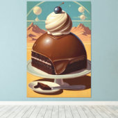 Retro futuristische cake Stretched Canvas Print (Insitu (Houten vloer))