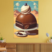 Retro futuristische cake Stretched Canvas Print (Insitu (Woonkamer))