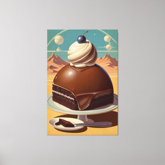 Retro futuristische cake Stretched Canvas Print (Voorkant)