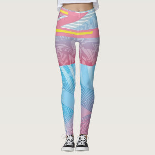 Retro Futuristische Geometrische Vibrant 80s Leggi Leggings