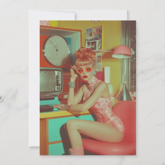 Retro-futuristische glamoureuze esthetiek kaart (Voorkant)