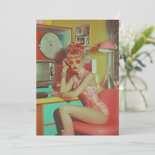 Retro-futuristische glamoureuze esthetiek kaart (Staand voorkant)