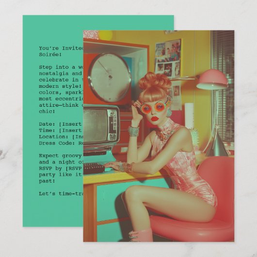 Retro-futuristische glamoureuze esthetiek kaart (Voorkant / Achterkant)