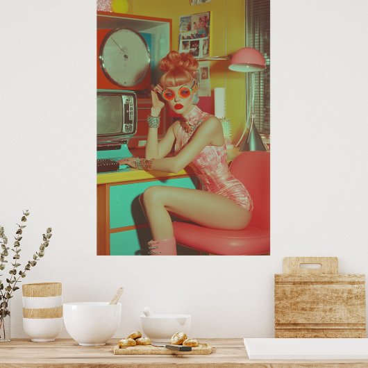 Retro-futuristische glamoureuze esthetiek poster (Keuken)
