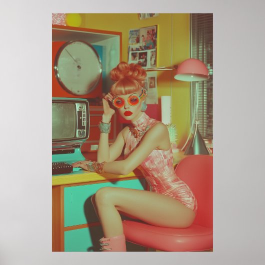Retro-futuristische glamoureuze esthetiek poster (Voorkant)