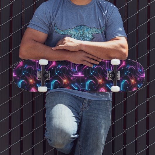 Retro Futuristische Glowende Printplaat Skateboard (Buiten 3)