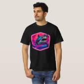 Retro futuristische haaienaanval t-shirt (Voorkant volledig)