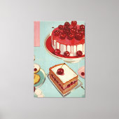 Retro futuristische kersentaart canvas afdruk (Voorkant)