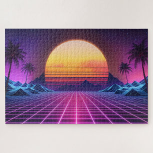 Retro Futuristische landschap jaren '80 stijl Legpuzzel