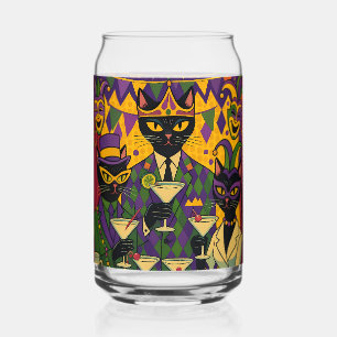 Retro Futuristische Mardi Gras Black Cat Martini C Blikvorm Glas