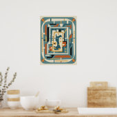 Retro Futuristische Mid-Century Modern Poster (Keuken)