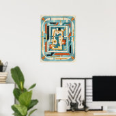 Retro Futuristische Mid-Century Modern Poster (Thuiskantoor)