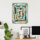 Retro Futuristische Mid-Century Modern Poster (Thuiskantoor)