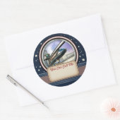 Retro Futuristische Monorail Naam Tag Stickers (Envelop)