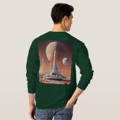 Retro-futuristische Moon Base T-shirt met lange mo (Achterkant volledig)