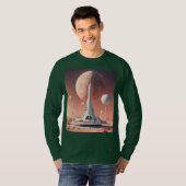 Retro-futuristische Moon Base T-shirt met lange mo (Voorkant volledig)