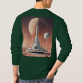 Retro-futuristische Moon Base T-shirt met lange mo (Achterkant)