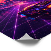 Retro Futuristische Neon Stad Auto Poster (Hoek)