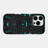 Retro-futuristische PixelArt TechGear iPhone Hoesje (Achterkant horizontaal)