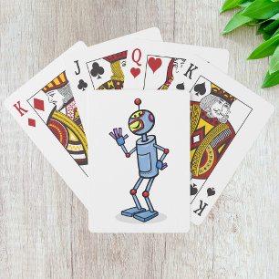 Retro Futuristische Robot Karakter Golven Pokerkaarten